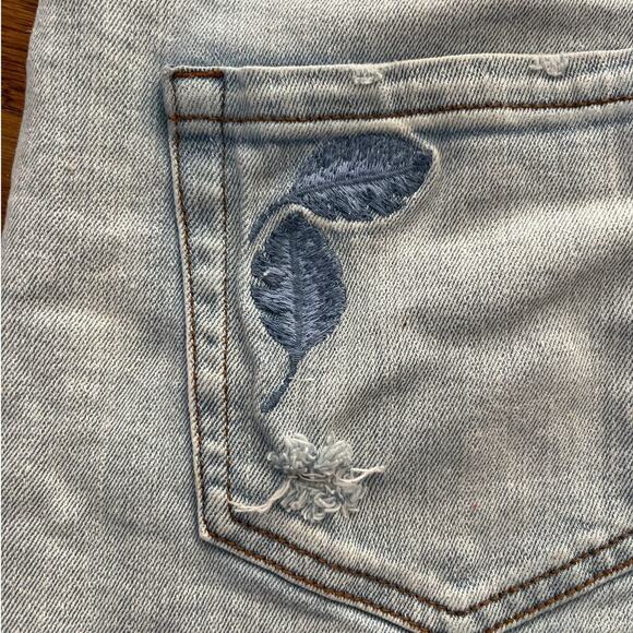Sears R 1893 Roebuck & Co Distressed Jean Denim Shorts 14 Bird Leaf Embroidered - Picture 4 of 10